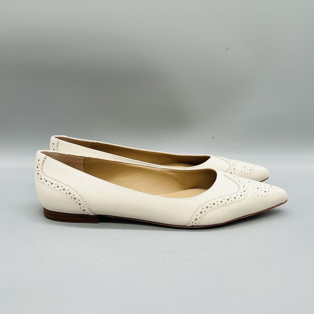Lauren Ralph Lauren Shoes Womens 9.5 White Leather Flats Slip On Pointed Toe